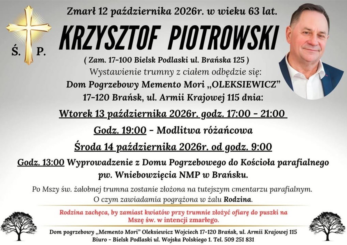 Nekrolog: śp. Krzysztof Piotrowski, zm. 12 października 2026 r.